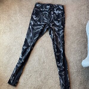 Nike Black and Gray Swirl Leggings with mesh panels
